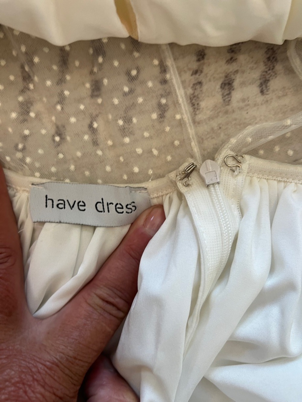 White Puff Sleeve Mini Dress with Swiss Dot Texture - Picture 7 of 8